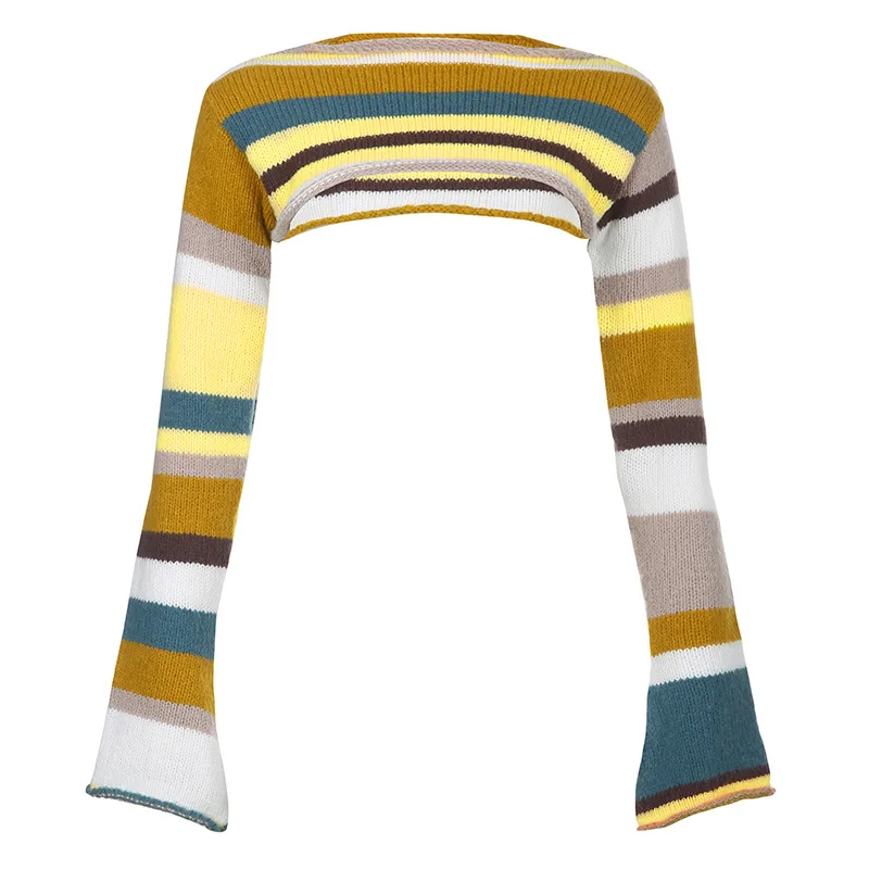 

Трикотажный женский топ Fairycore Y2K с вырезами, винтажный шикарный наряд с защитой от солнца и длинным рукавом, пуловеры, укороченная одежда для...