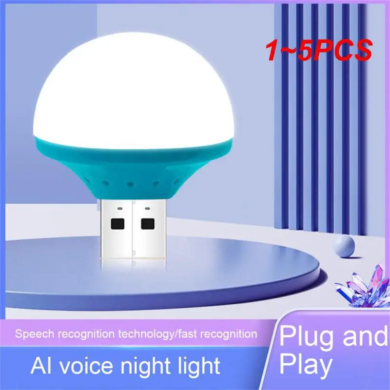 

1~5PCS Usb Lamp Mushroom-shaped Voice Control Durable Ai Convenient Usb Voice Lamp Voice Lamp 7 Colors Change Light Night Light