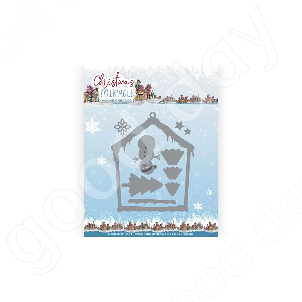 

Arrival Christmas Snowman House Metal Cutting Dies Scrapbook Diary Decoration Embossing Template Diy Greeting Card Handmade