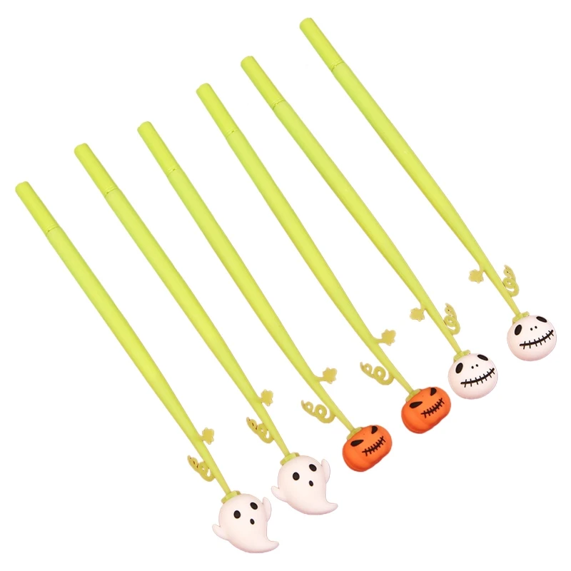 

E9LB Cartoon Halloween Gel Ink Pen 0.5mm Writing Pen School Stationery Adults Kids 6X