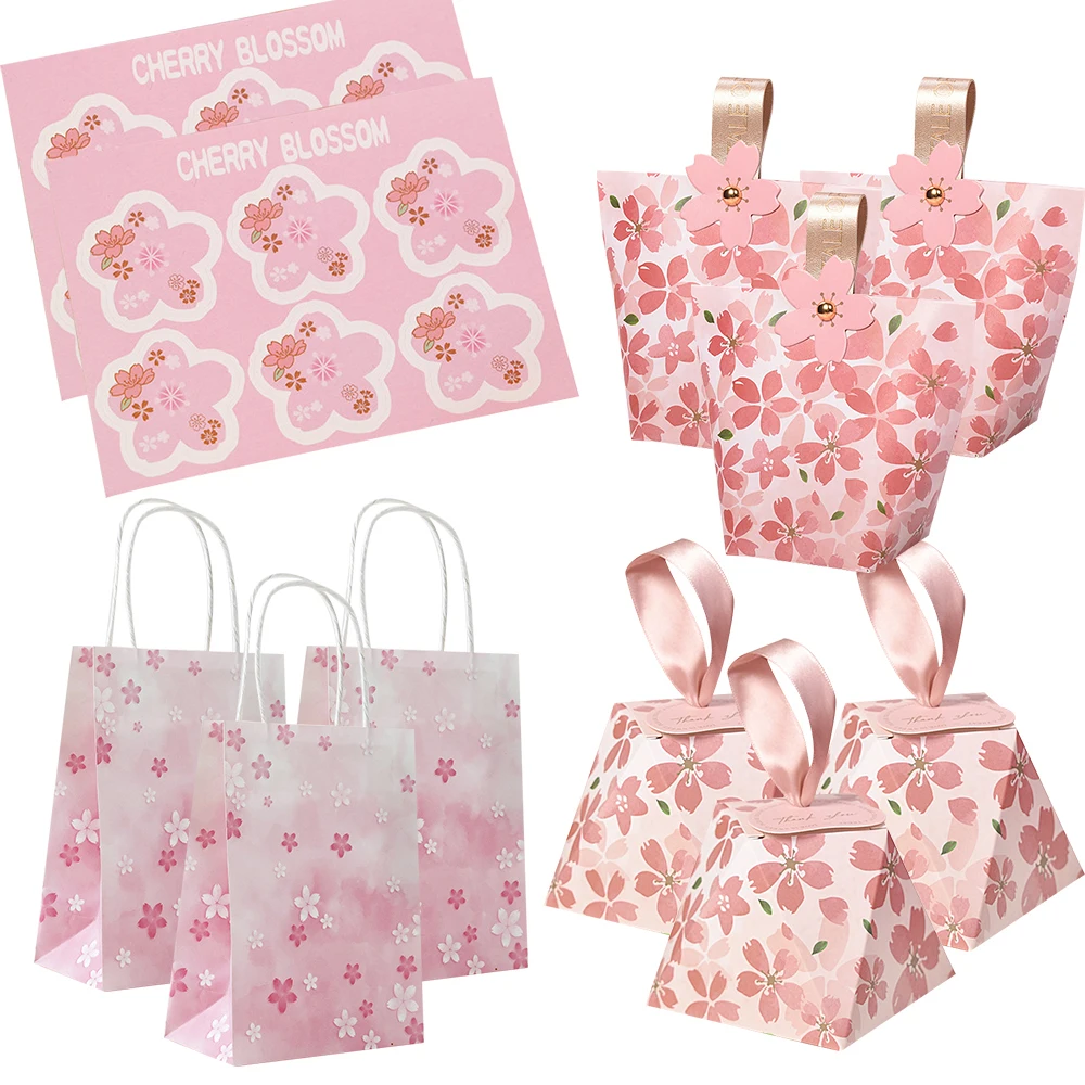 Es Multi Type Cookie Bags Paper Cherry Sakura Stickers Wedding Birthday Gifts Packaging Supplies