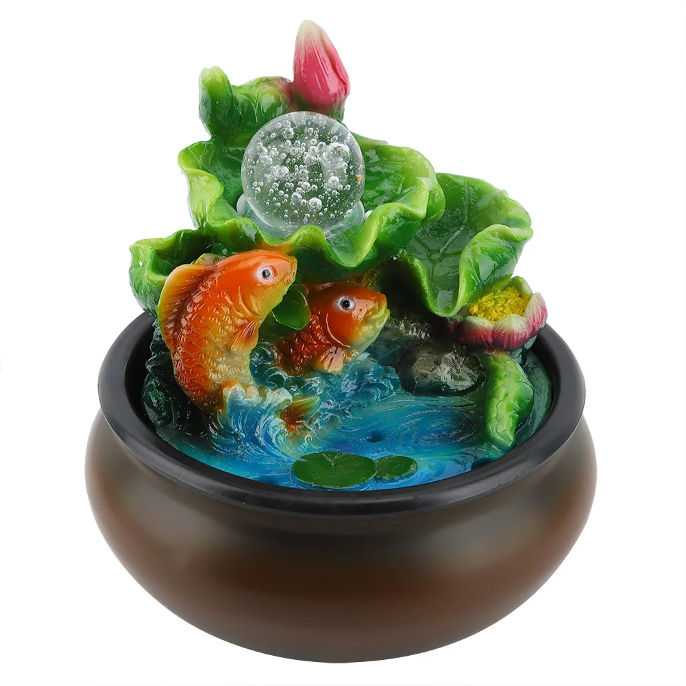 

Mini Desktop Fountain Feng Shui Lucky Fish Home Desktop Decoration (EU Plug 220-240V) Indoor Water Fountains Indoor Water