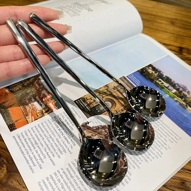 Длинная Ложка Для Супа Из Нержавеющей Стали Десертная Круглая В Стиле Вестерн