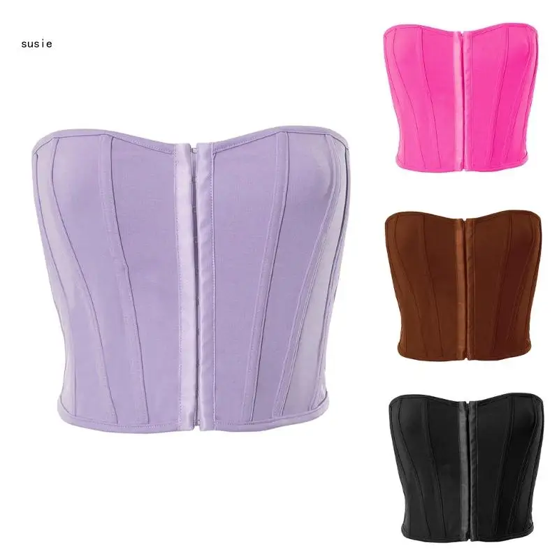 

X7YA Women Girl Summer Tube Tops Strapless Open Back Sexy Crops Top for Summer