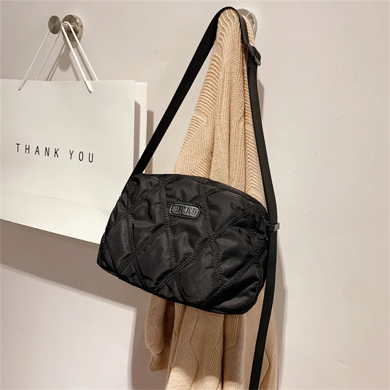 

Casual Light Oxford Shoulder Bag Lingge Quilted Crossbody Bags for Women 2022 Designer Soft Small Flap Purses Female Square Tote
