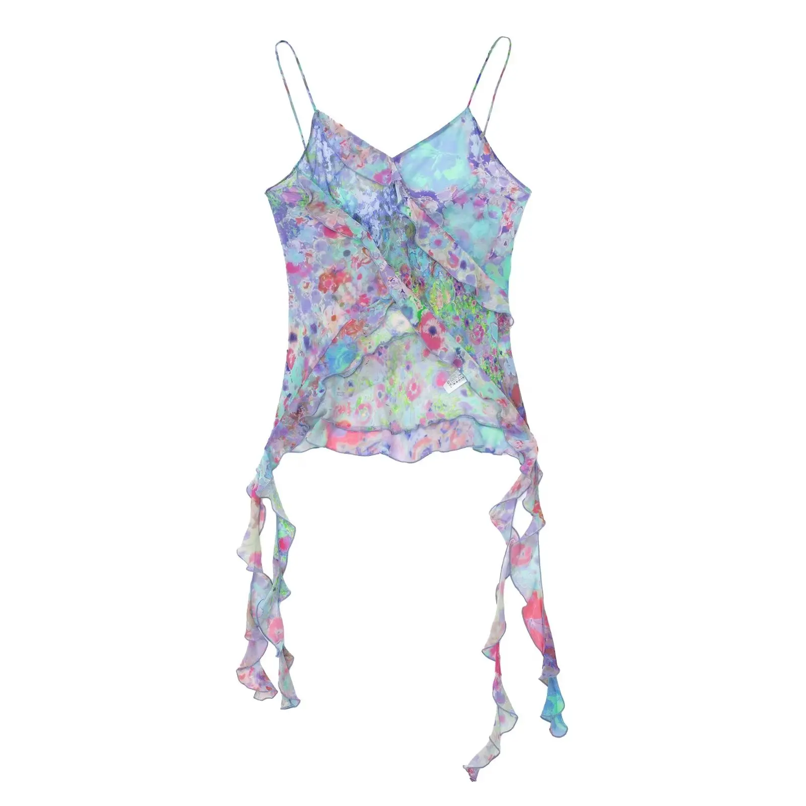 

Women 2023 New Fashion Sweet Summer Stromatolite Tops Vintage Backless Thin Straps Short Female Chic Tops