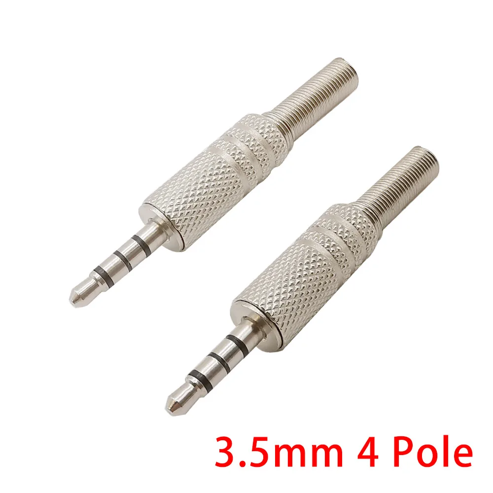 

2Pcs Replacement Repair 3.5mm 4 Pole TRRS DIY Headphone Solder Plug Stereo Speaker Audio Cable Jack Plug Connector With Spring