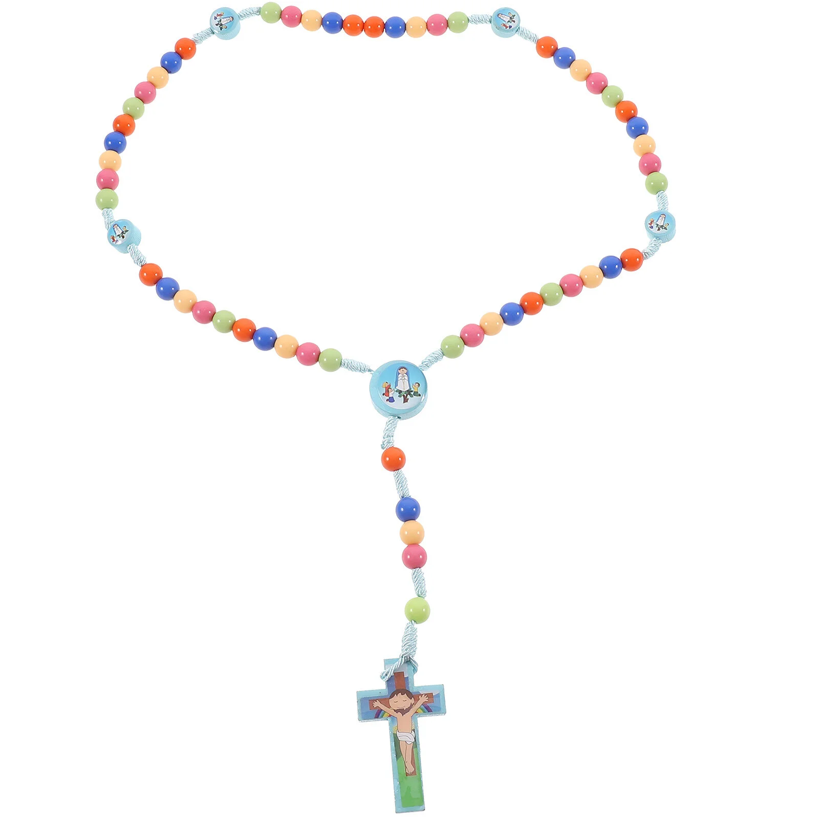 

Beaded Necklace Women's Necklaces Vintage Cross Womens Round Beads 37X4.2X2.4CM Teens Plastic Ladies Miss