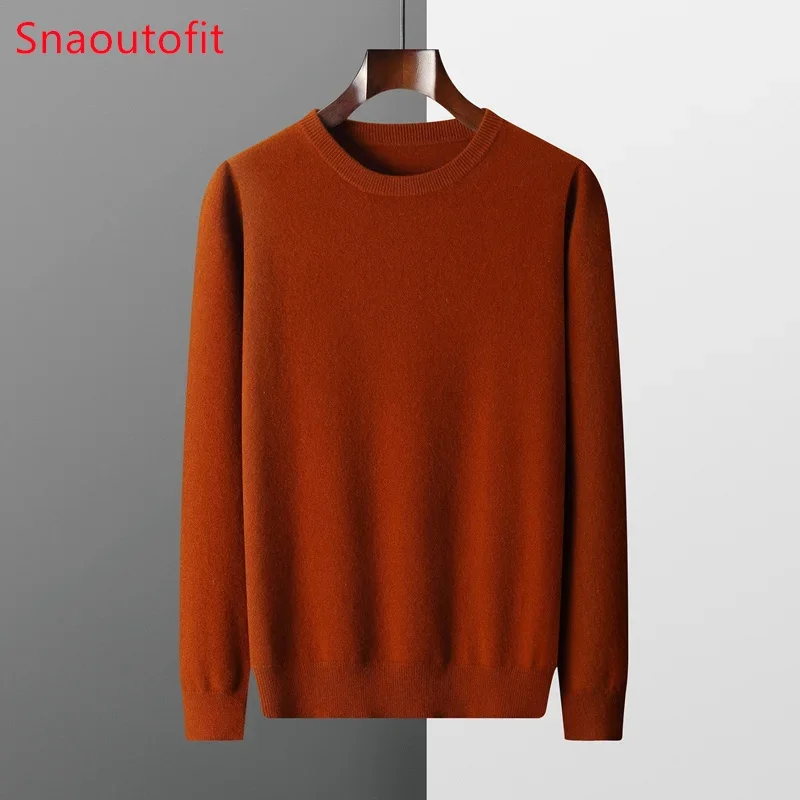 

2023 Spring and Autumn Men's Cashmere Sweater Large Size Loose O-Neck Basic Wo Knitting Sweater Men's Business Casual over