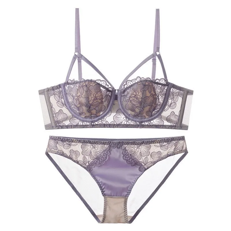 

Вышитая шелковая чашка Lafarge с 1/2 кроличьими ушками, мягкое нижнее белье, бюстгальтер с большой грудью и маленьким сексуальным кружевным бюстгальтером