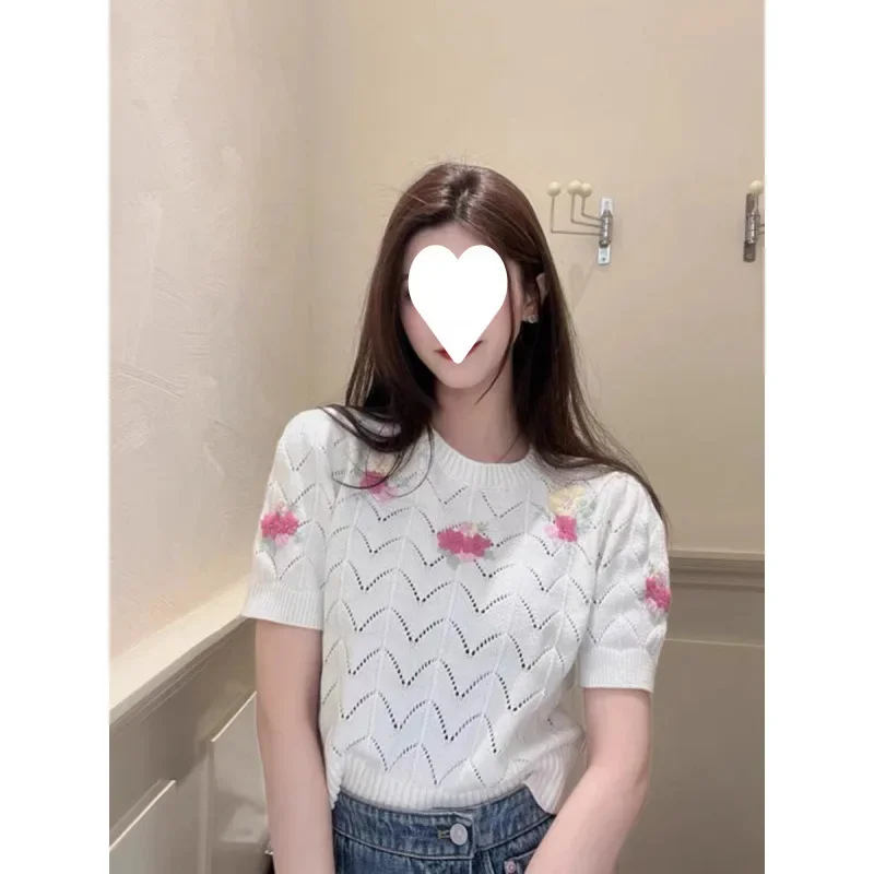 Прозрачный холодновязаный Топ NicheDesign Sensibility во французском стиле Женский пуловер