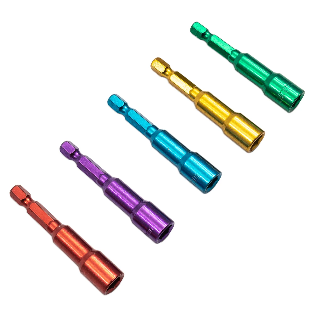 

5pcs 8mm Colour Hex SocketS Sleeve Nozzles Nut Driver Set Power Nuts Driver Socket Screwdriver Bits Magnetic Drill Bit Tools