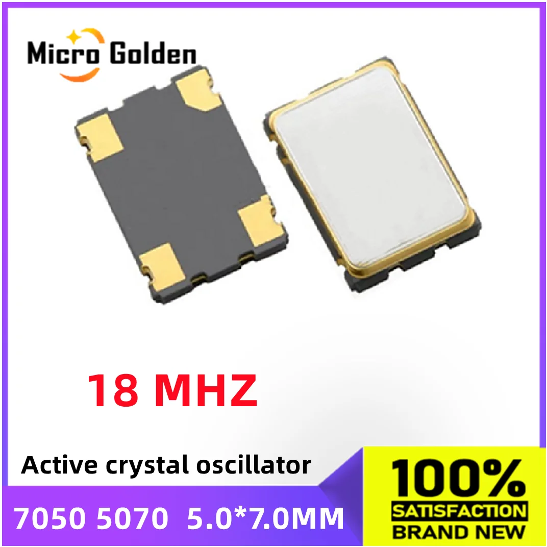 (5 шт.) 18M 18 МГц 18,000 M 18,000 МГц 5070 7050 SMD активный кварцевый генератор OSC 4-контактный 5.0x7.0мм, Кварцевые генераторы