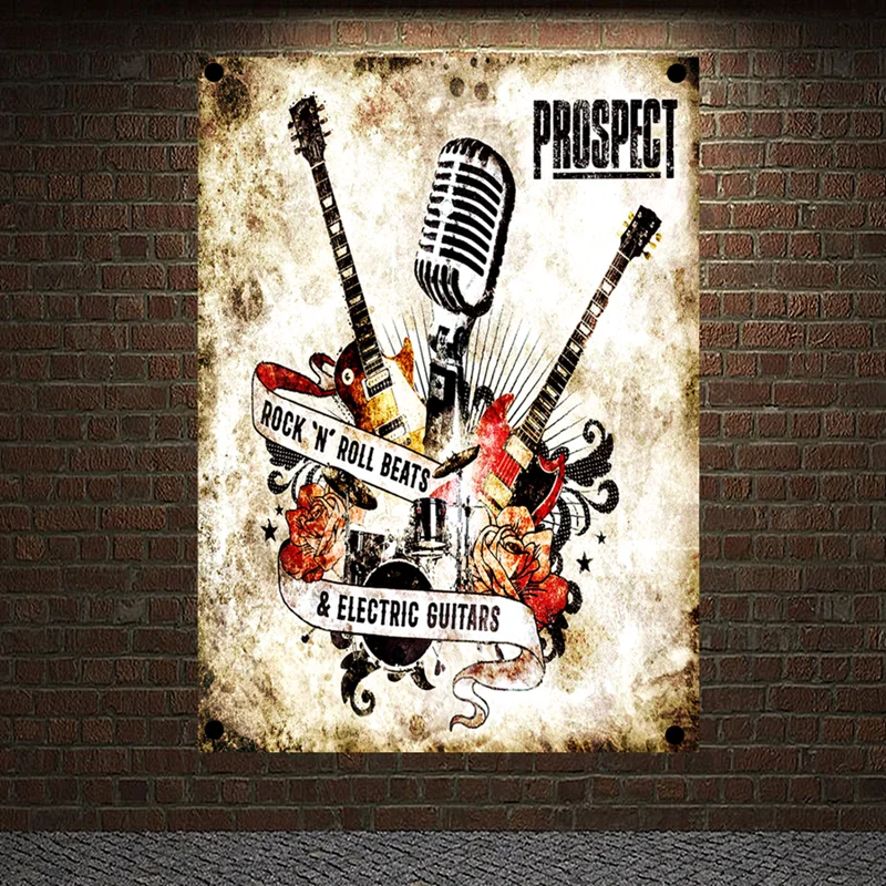 

Nostalgic Rock Band Canvas Painting Music Cafe Bar Poster Retro Banners Wall Decor Rock Is Not Dead Wall Sticker Tapestry A1