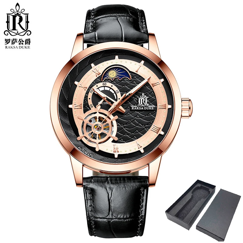 Moon Phase Mechanical Watches for Men Designer Tourbillon Automatic Mens Sports Wristwatches Waterproof Man Watch Free Shipping