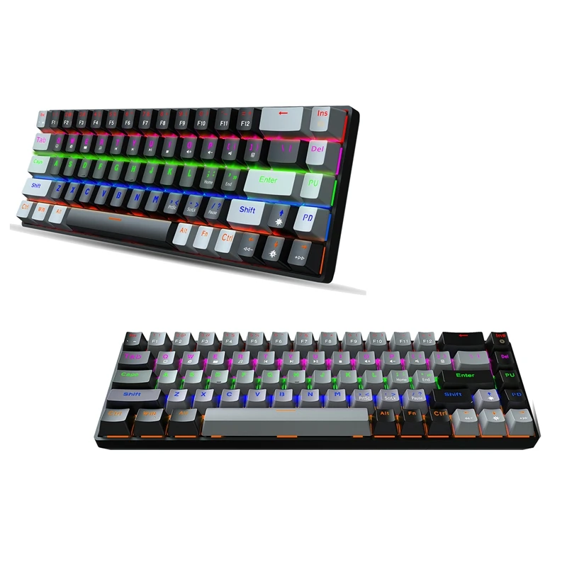 

Клавиатура компьютерная механическая, 68 клавиш, USB, RGB светодиодный подсветка