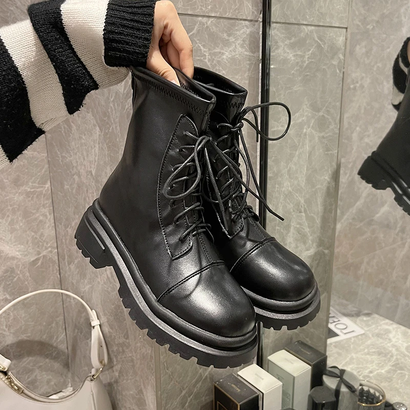 

2023 новые стильные женские полусапожки на молнии с перекрестными ремешками короткие сапоги женская модная Клубная повседневная женская зим...