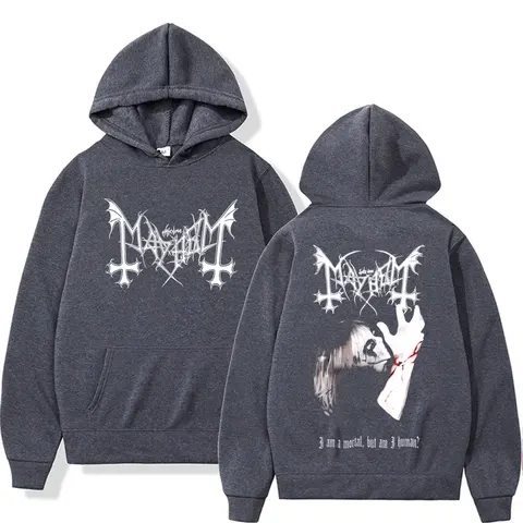 Толстовка с принтом Death Black Metal Mayhem для мужчин и женщин, винтажный повседневный спортивный костюм с капюшоном, мужская мода, уличная одежда большого размера в готическом стиле