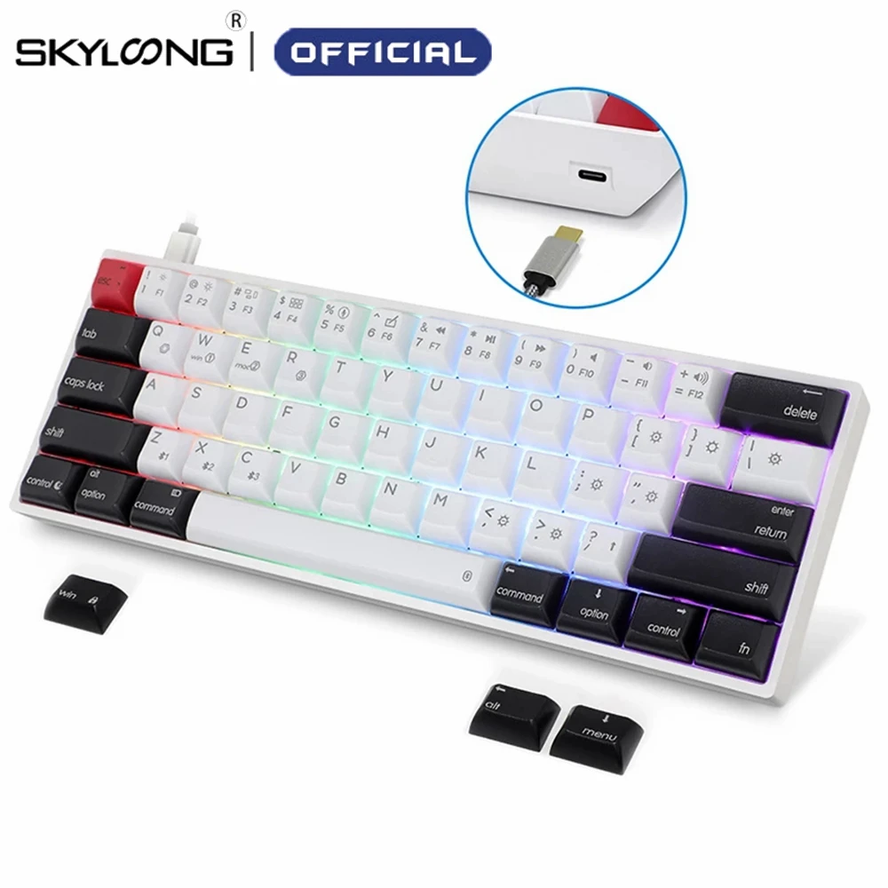 SKYLOONG 61 Keys Hot Swap Mechanical Keyboard Wired Red Yellow Silver Switch Gaming Gamer Keyboard For Mac Keycaps ABS Accessory