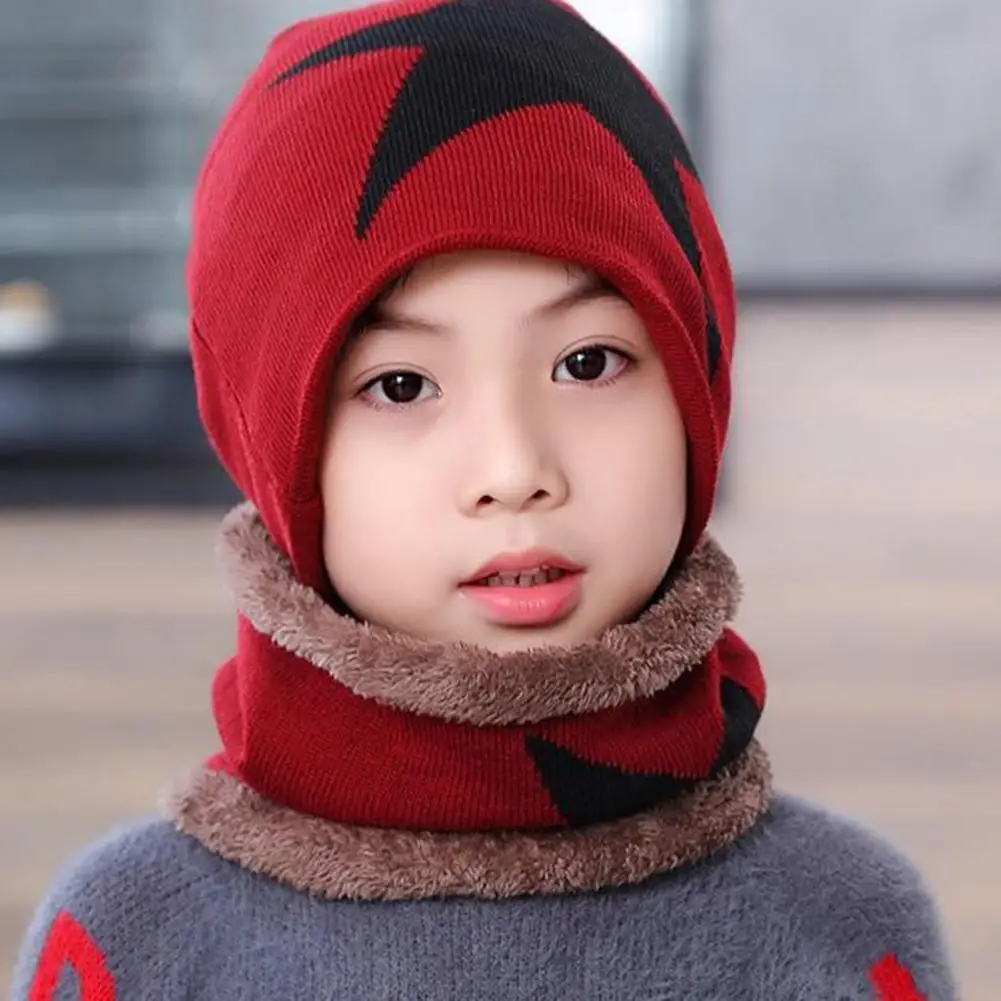 

2Pcs/Set Kids Beanies Scarf Windproof Fine Workmanship Coldproof Children Hat Scarf Outdoor Accessories