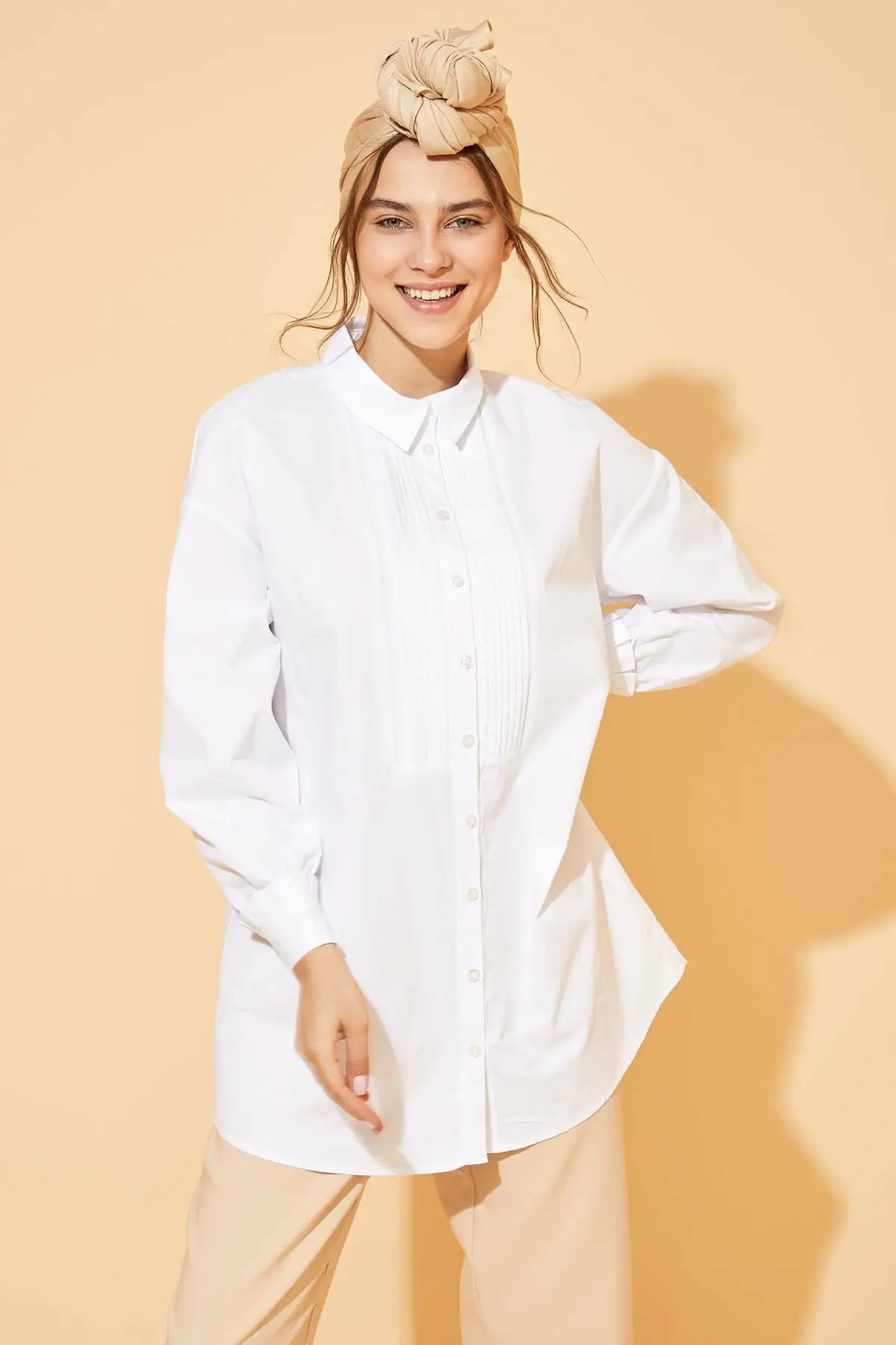 

Women Ivory Regular Fit Woven Tunic Women Muslim Tunic 2021 Fashion