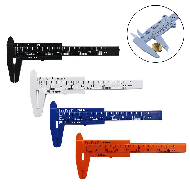 

1PC 0-80mm Double Rule Scale Plastic Mini Vernier Caliper Measuring Tools Ruler