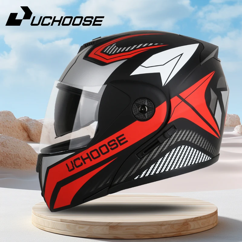 

Мотошлем Uchoose Унисекс С Двойным Откидным Визором, Сертифицированный DOT, Защитный Модульный Шлем С Солнцезащитным Козырьком