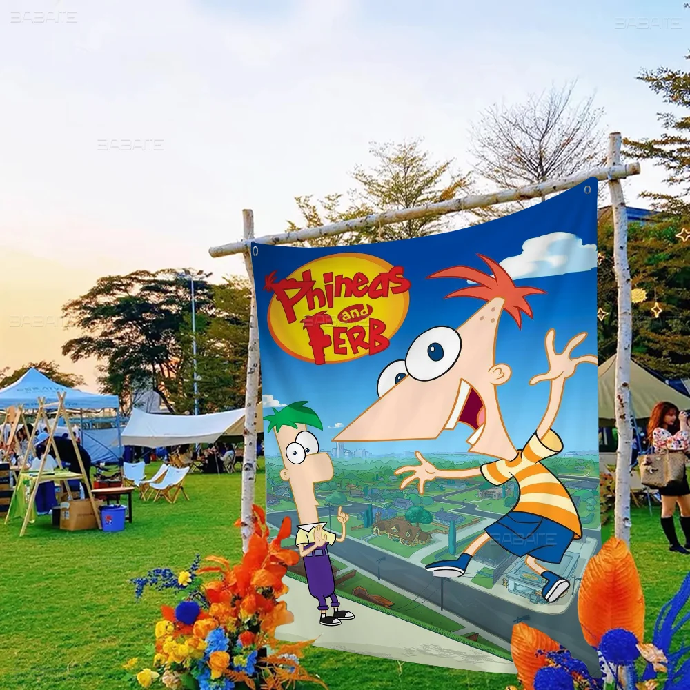 P-phineas мультфильм F-ferbs усовершенствованная печать коммерческая реклама флаг