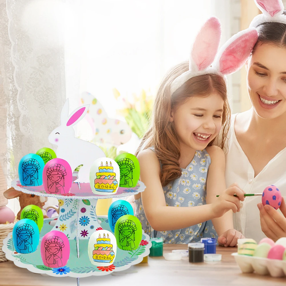 

2 Layers Easter Egg Tray Party Dessert Table Cupcake Display Holder Stand