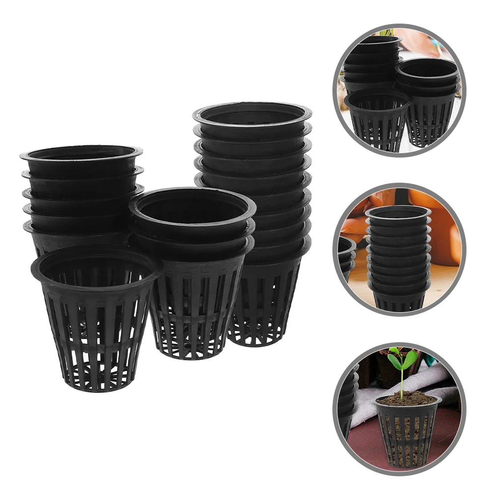 

50 Pcs Plants Pots Mesh Network Nursery Root Fixer Hydroponic Planting Basket Flower Plastic