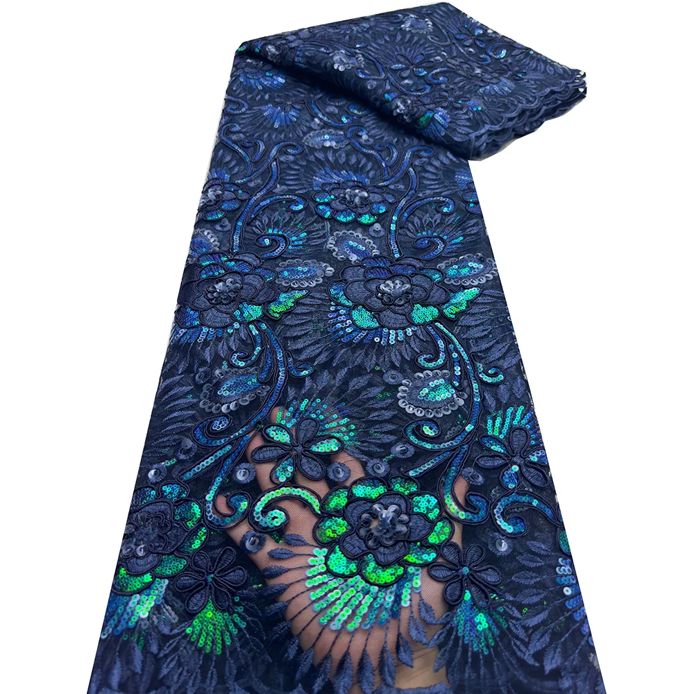 Высококачественная французская сетчатая кружевная ткань 2024 африканская с