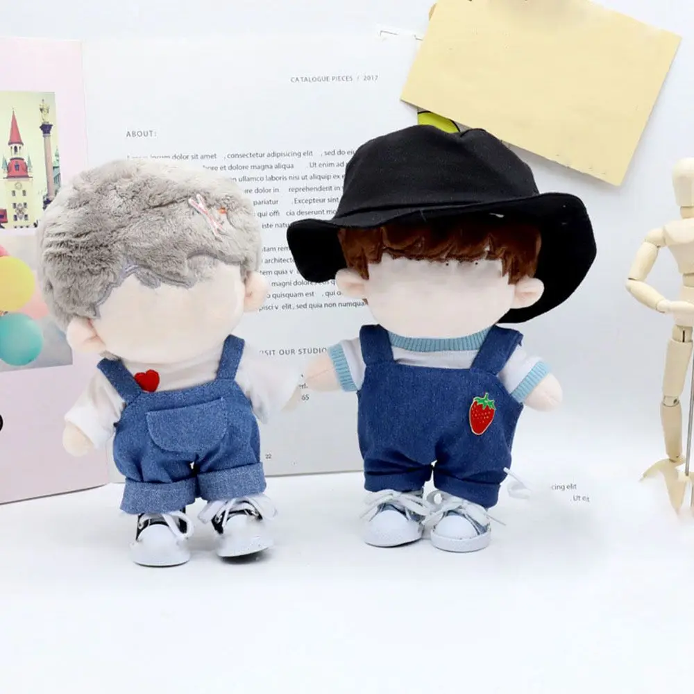 

1 Set 20cm Doll Clothes Fashion T-shirt Tops Doll Overalls Suit Casual Wears Jeans Pants Miniature Hat For 1/12 Dolls Accessory