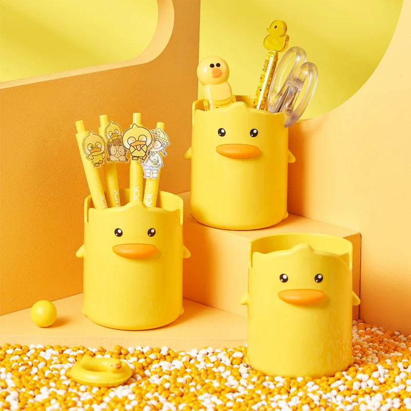 

Holder Storage Cartoon Duck Stationery Yellow Holder Creative Little Student Box Children's Storage Mobile Pen Cute Desk Phone