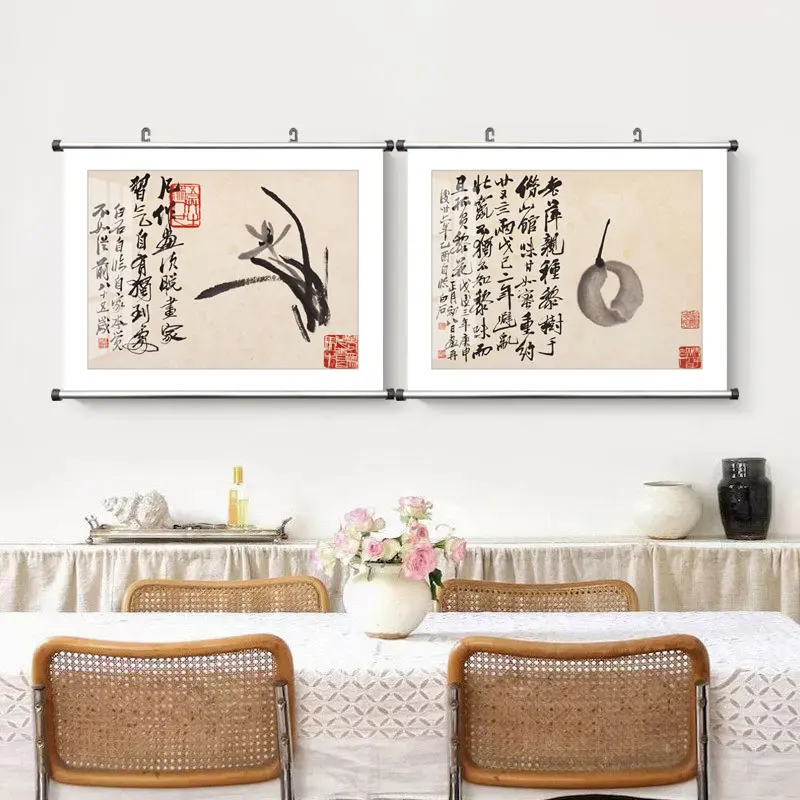 Декор чайного домика знаменитая китайская картина на холсте Ци Байши фрукты