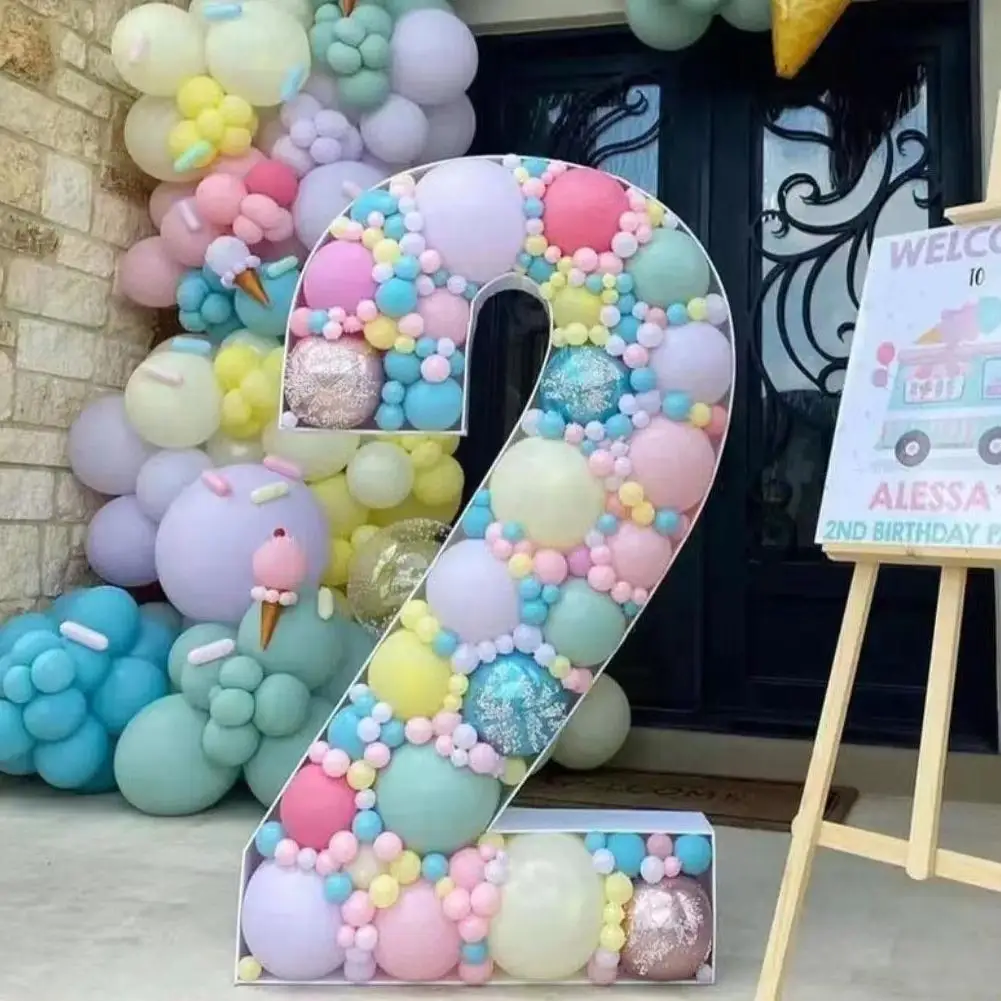 

100cm Balloon Filling Box One Year Birthday Wedding Shower Mosaic Balloon Number Baby Box Decor Figure Frame Birthday X6o1