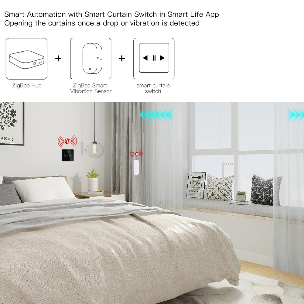 Moes Zigbee Smart Vibration Sensor Detection,Tuya Smart Life APP Notification,Real-Time Motion Shock Alarm,History Record