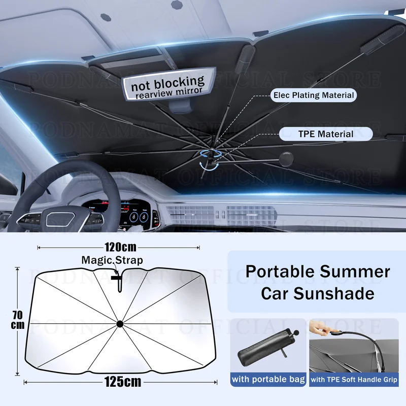 

Новый автомобильный козырек от солнца на лобовое стекло, складной солнцезащитный козырек большого размера, крышка переднего окна для защиты от УФ-излучения, защита от солнца и тепла, зонтик