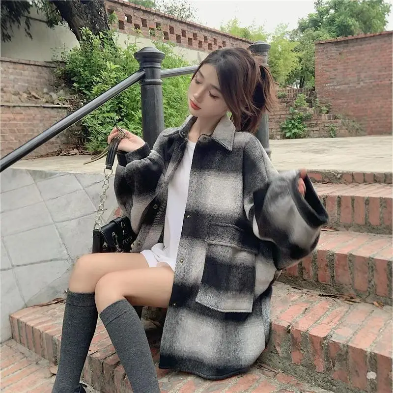 Extra Large 50.00kg Mid-Length Polo Collar Woolen Jacket Men's and Women's Clothing Autumn Winter Thickened Warm Overfit...