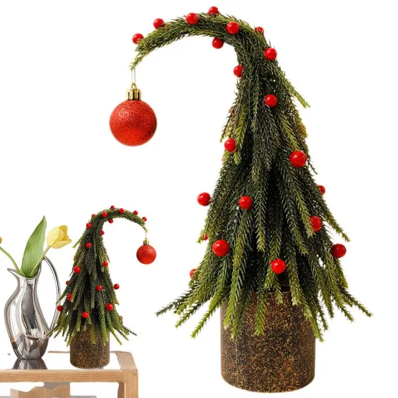 Кривая рождественская елка Искусственная зеленая Рождественские украшения