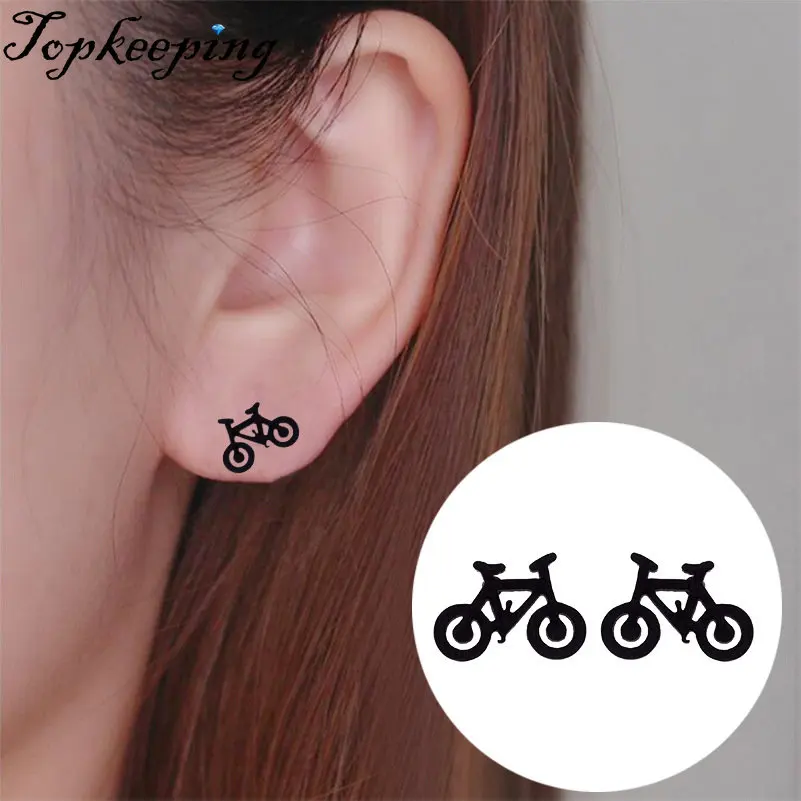 

Bicycle Stainless Steel Earrings For Women Fashion Hollow Ear Piercing Jewelry Wedding Studs Pendientes 1Pair