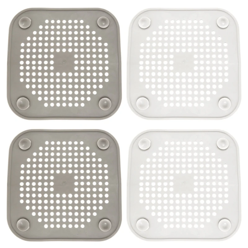 

Квадратная Крышка для слива душа, Плоский Силиконовый Фильтр для ванной и кухни, 4 шт.