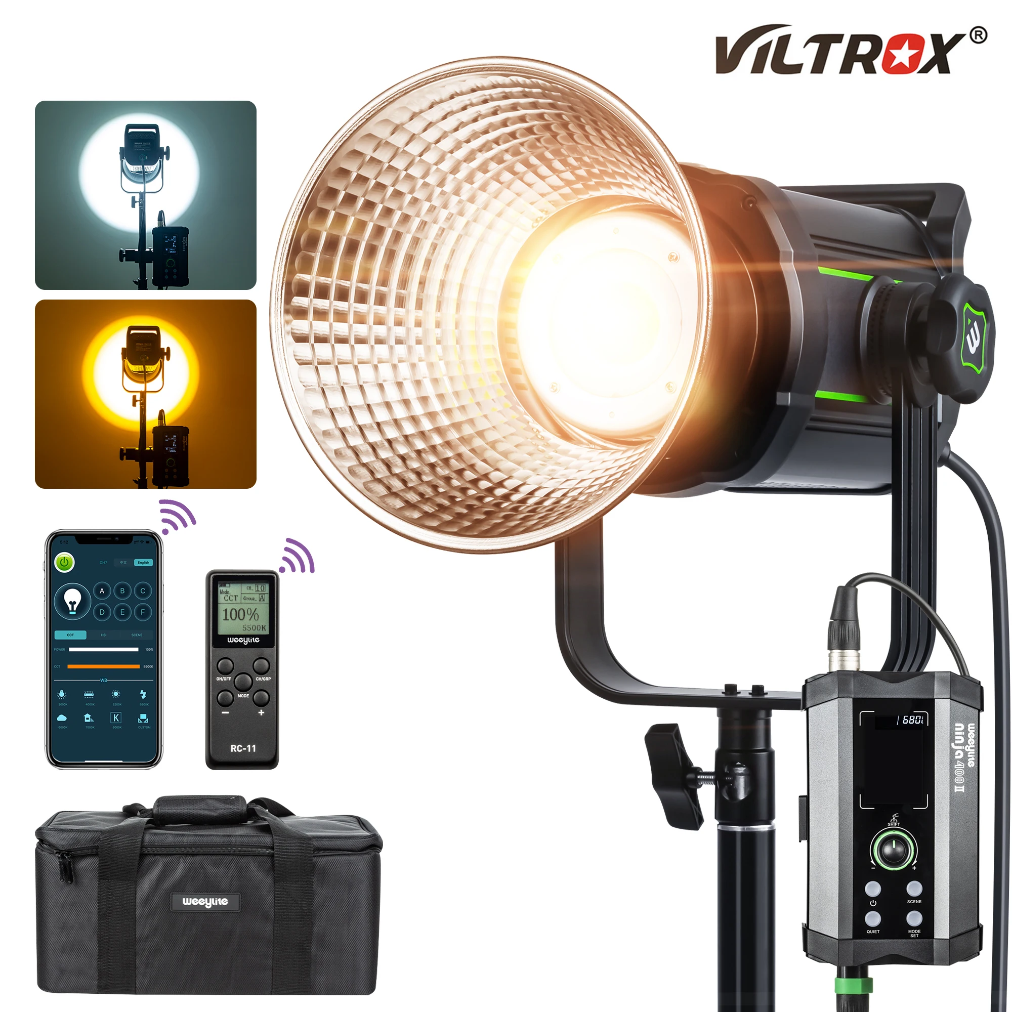 

Viltrox Weeylite Ninja 400 II 150W COB LED Video Light 2800-6800K ​LCD Display Photo Photography Lighting Lamp Remote Control