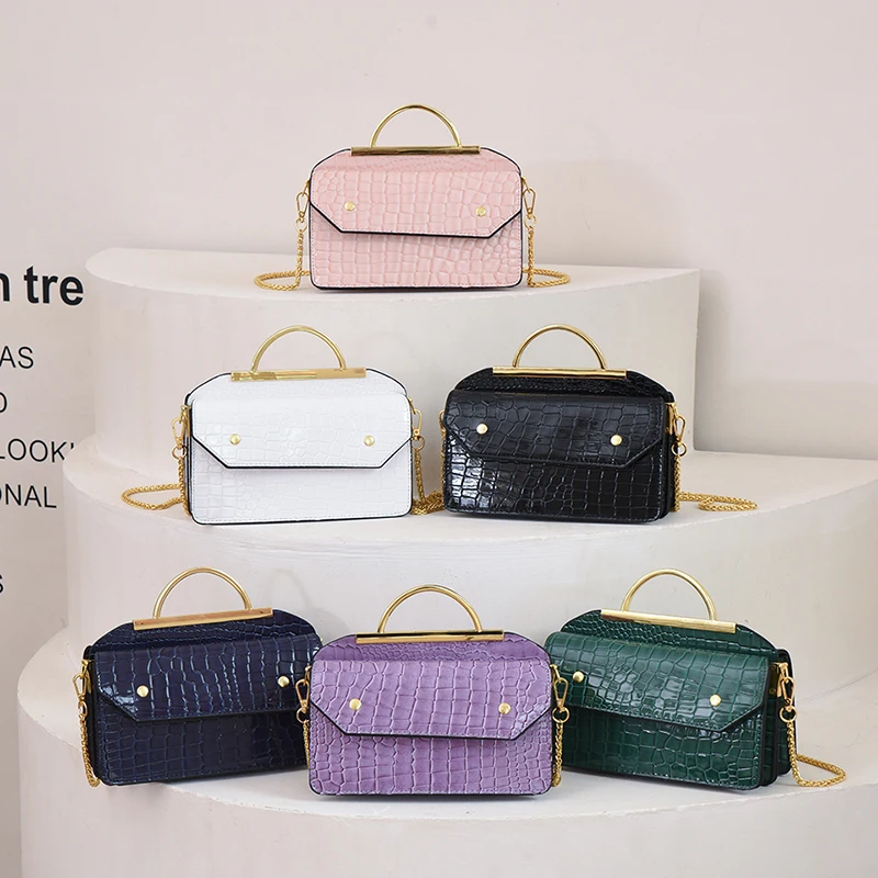 

Luxury Alligator Crocodile Pattern Leather Handbags Purses 2022 Designer Chain Shoulder Crossbody Bags Lady Tote Bag