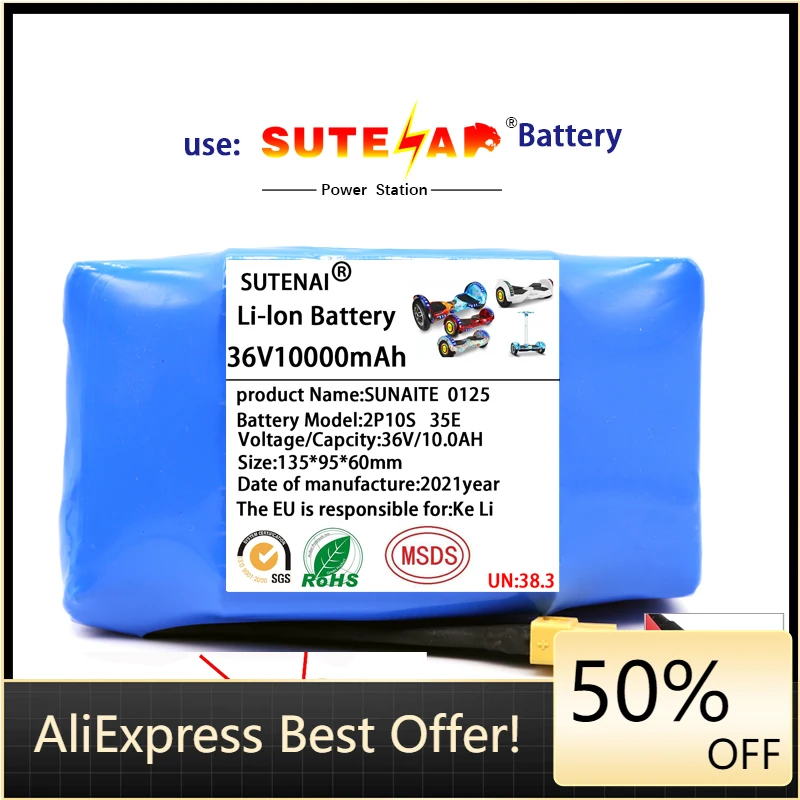 

100% New 36V 18650 Li-ion battery 10s2p 36v battery 10000mAh battery pack 42V 10000mah scooter twist car battery+Free Delivery