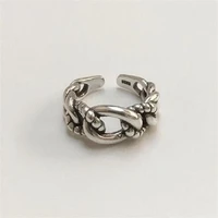 tulx trendy silver color chain rings for women couples vintage handmade twisted geometric finger jewelry party gifts
