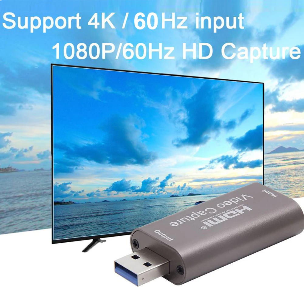 

Карта видеозахвата 4K, USB 3,0, HDMI-совместимый рекордер, записывающее устройство для PS4, игр, DVD, видеокамеры, записывающее устройство для прямой ...