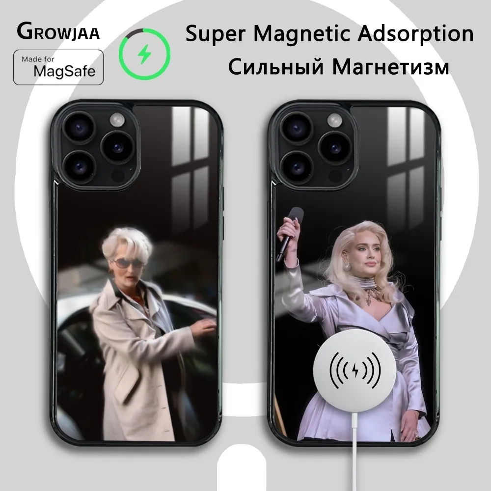 M-erY-l S-strE-Eep Famous Actor Phone Case For iPhone 16 15 14 13 12 11 Pro Max Plus Mini Magsafe Mirror Wireless Magnetic Cover