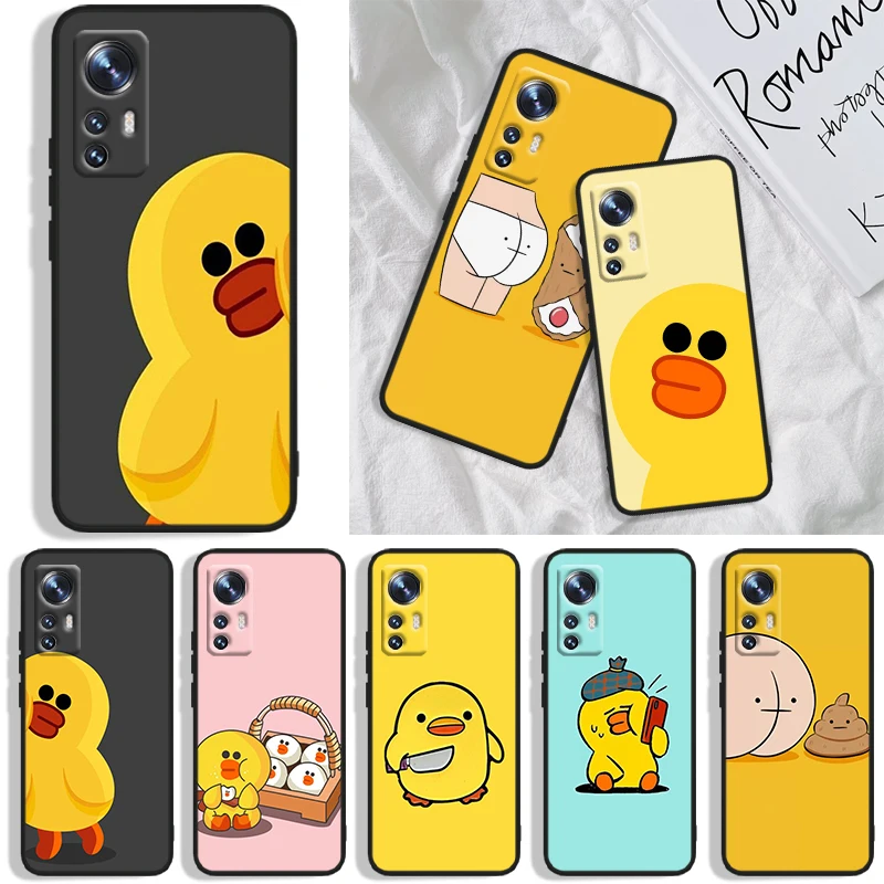 

little yellow duck Phone Case For Xiaomi Mi A1(5X) A2(6X) A3(CC9E) Play Mix 3 8 9 9T Note 10 Lite Pro SE Black luxury Soft Back