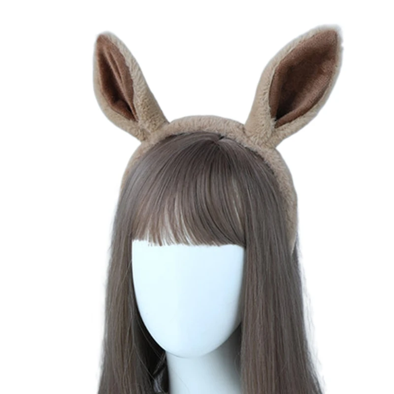 Faux Fur Dunkey Ears Hair Hoop Horse Ear Headband Lolita Hairband Furry Headbands  Beast Ear Girl Hair Accessories
