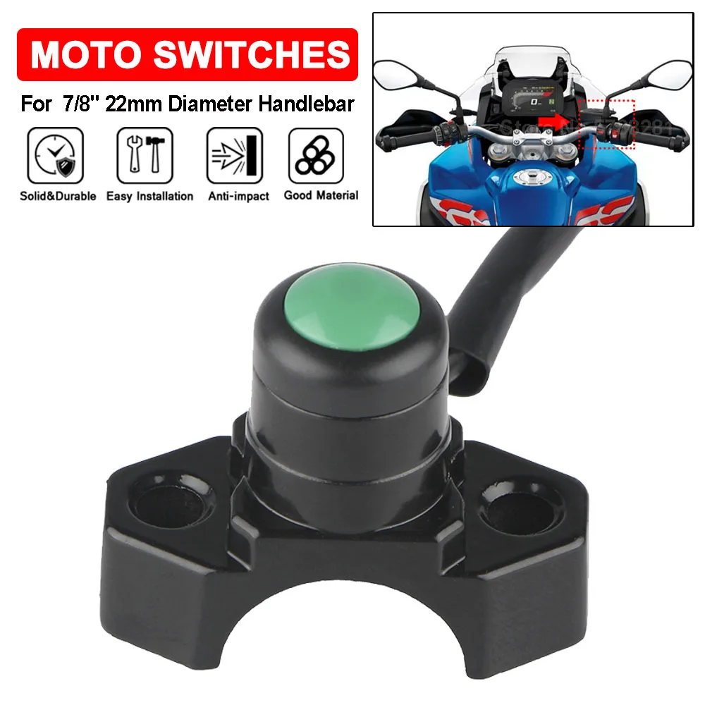 

Universal Motorcycle Switches 7/8" 22mm Handlebar Mount Headlamp Power Start Kill Fog Light CNC Self-Return ON/OFF Switch Button